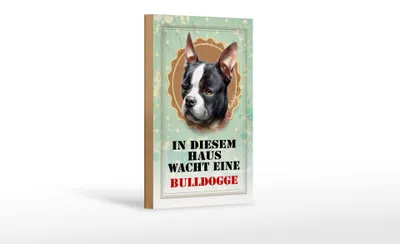 Produktbild von Holzschild Hund 12x18cm Haus wacht eine Bulldogge