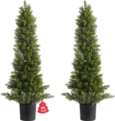 Obrázok produktu pre VEVOR Umelé cédrové stromčeky, sada 2 ks, 914 mm, umelá rastlina, dekoračná rastlina, jednoduchá montáž na dekoráciu, veranda, vonkajšia terasa, záhrada, balkón, dvor, interiér, kancelária
