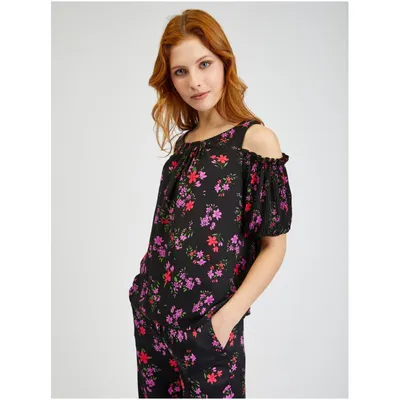 Produktbild von Orsay Schwarze Damenbluse mit Blumenmuster 619144660000__38