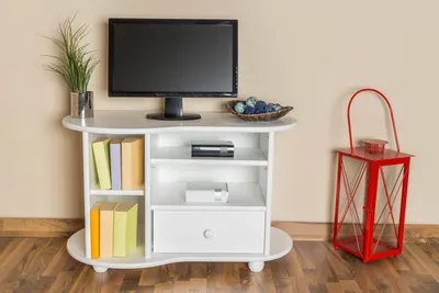 Produktbild von TV-Möbel TV-Schrank Massivholz Farbe: Weiß 60x96x48 cm