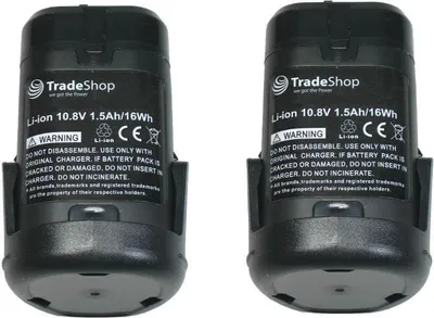 Produktbild von 2x Trade-Shop Premium Li-Ion Akku 10,8V / 1500mAh kompatibel mit Würth 0700996210 Master 10.8 Berner BTI 10.8 BACP 10.8 ersetzt Berner 034300
