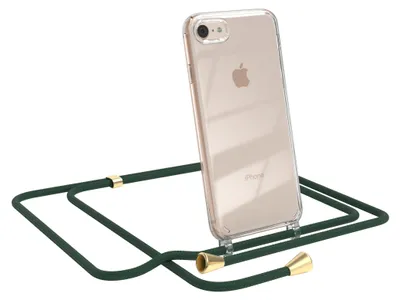Produktbild von EAZY CASE Handykette kompatibel mit Apple iPhone SE 2020/2022, iPhone 7 / 8, Handyhülle mit Umhängeband, Handykordel, Schutzhülle Clear, Band in Grün