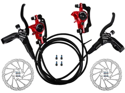 Produktbild von Fahrrad Hydraulische Scheibenbremsen Vorne Hinten Bremssaettel Set fuer MTB Mountainbike Links Rechts Bremshebel Kit mit 160mm Scheibenrotor