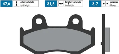 Produktbild von POLINI Bremsbeläge Paar gesinterte Verbindung 42,6x81,6x8,2 mm