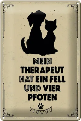 Produktbild von Blechschild Spruch Tiere Mein Therapeut hat 4 Pfoten 20x30cm