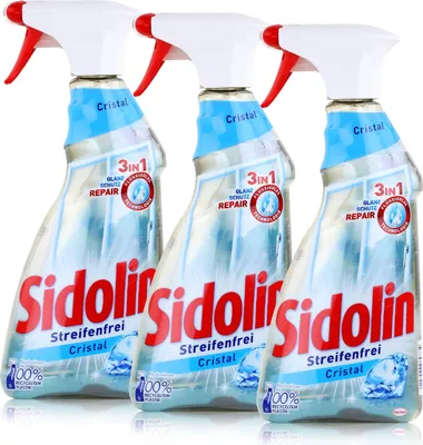 Produktbild von Sidolin Streifenfrei Cristal 500ml - Glasreiniger, Fensterreiniger (3er Pack)