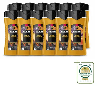 Productafbeelding van 12 x Axe Fine Fragrance Collection Douchegel met perzikgeur, 225 ml - Voorraadverpakking - 12 stuks