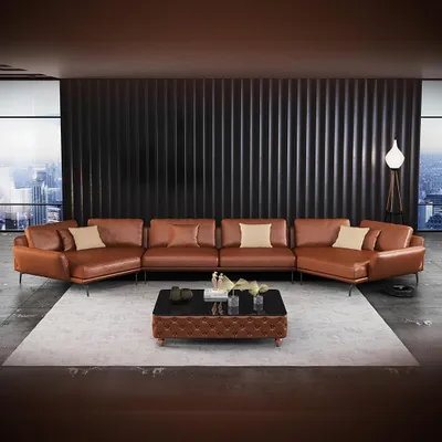 Produktbild von Ecksofa Italienische Möbel Wohnzimmer Couch Polster Luxus Sofa Eckgarnitur Leder