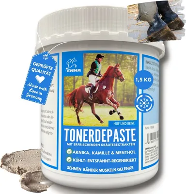 Produktbild von EMMA Cool Clay Tonerde Pferd Pferdesalbe kühlend - essigsaure Tonerde I  Tonerdepaste für Gelenke Bänder- kühlende Heilerde mit Arnika 1,5Kg