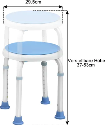 Obrázok produktu pre LZQ 360° otočná sprchová stolička Sprchová stolička Stolička do vane 37-53 cm Výškovo nastaviteľná stolička do vane Sprchová pomôcka Sprchové sedadlo Protišmykové sedadlo do vane