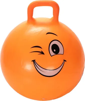 Produktbild von Kinder Hüpfball (Ø) ca. 55 cm mit lustigem Comic-Gesicht, Handgriff und Unterseite mit rutschfestem Profil, Tragkraft max. 50 kg, orange