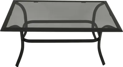 Produktbild von TPFGarden BEISTELLTISCH Ashford - Gartentisch mit Gestell aus Alu und Stahl, schwarz, Tischplatte Glas grau. BxTxH: 61x102x48 cm