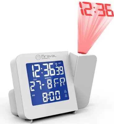 Produktbild von Miraval Funk-Projektionswecker Funkuhr Funkwecker Datumsanzeige Raumtemperatur Batterie Netzbetrieb Digital Reisewecker  4-MV5992-1