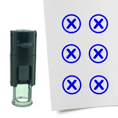 Produktbild von CombiCraft Selbstfärbender Stempel 'Checkbox mit Kreuz' in der Farbe Blau, Ø10mm