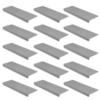 Produktbild von 15er SET StickandShine Stufenmatte in grau eckig für Treppenstufen, Treppenstufenmatte zum aufkleben