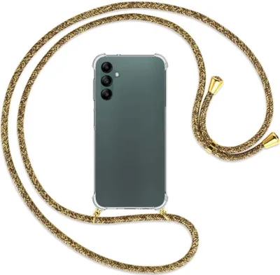 Produktbild von Handykette Backcover-Schutzhülle mit Band (Metall goldfarben) für Samsung Galaxy A14 5G - braun+beige