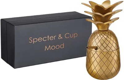 Produktbild von Mood Gold - Ananas - Cocktail Becher 300ml mit Deckel und Strohhalm