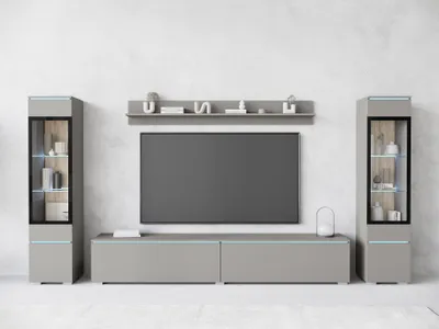 Produktbild von MINIO go for it, Wohnwand "VEVE 2", hängend, stehend, 4-Teilig, Grau PALLAD Farbe