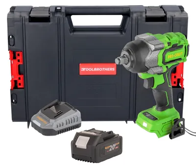 Produktbild von Procraft PWA36bb Akku Schlagschrauber 20 V 850 Nm 1/2" Brushless + 1x Akku 4,0 Ah + Ladegerät + RHINO Toolcase