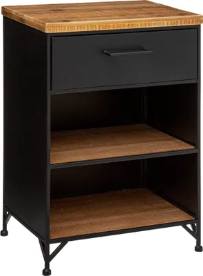 Produktbild von Nachttisch "Cierna" schwarz - Metall und Holz - Atmosphera créateur d'intérieur
