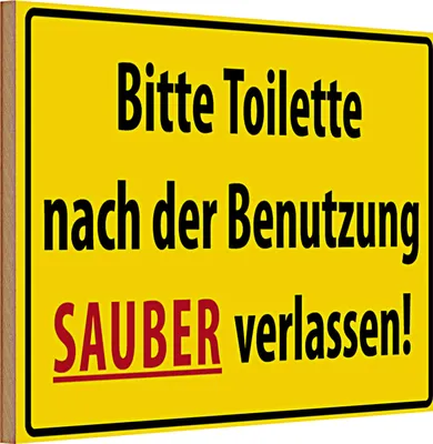 Produktbild von Holzschild Spruch WC 30x20cm Toilette nach Benutzung sauber