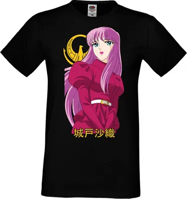 Zdjęcie produktu dla Męska Koszulka Manga Anime Saint Anime Seiya Athena Saint Anime Seiya Athena, Man 5XL / Czarny