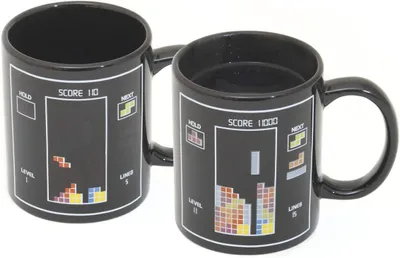 Productafbeelding van Tetris thermosbeker met motiefverandering - Magische beker voor gamers en liefhebbers van retro, koffiebeker met kleurverandering, 300 ml, 9,6 cm