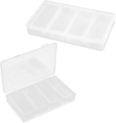 Imagen del producto de Caja de almacenamiento de plástico, 2 juegos con 4 compartimentos cada uno, 19,5 x 11,3 x 3 cm, para piezas pequeñas