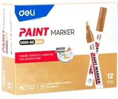 Obrázok produktu pre Olejová fixka 2 mm, zlatá (12 ks) DELI