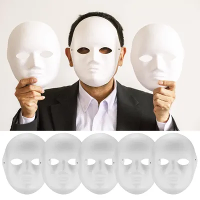 Image de 10 masques en papier blanc pour le carnaval et le cosplay