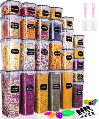 Produktbild von Unyqoos® 25-tlg. Vorratsdosen-Set mit Deckeln, luftdicht, 9×0,8 L + 6×1,4 L + 5×2 L + 5×2,8 L, stapelbar, transparentes ABS, spülmaschinen- & mikrowellengeeignet (ohne Deckel)