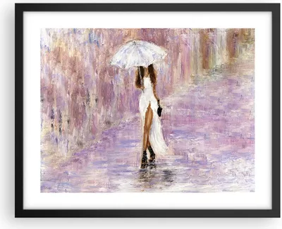 Produktbild von Gerahmtes Poster - Schwarzer Rahmen - Frau Regenschirm - 50x40 cm - Wand Bild - Wanddeko - Wandbilder - Kunstposter - Wandposter - Bilderrahmen - Bilder - Kunstdruck - Wandbild - P2BAA50x40-3822