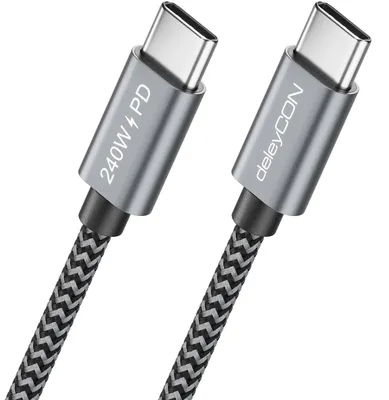 Produktbild von deleyCON 2m 240W USB-C Ladekabel Schnellladekabel PD3.1 USB-C auf C Kabel für iPhone 17 16 15 Pro Max Air Galaxy A16 A17 A56 S26 S25 S24 S23 Pixel iPad Pro MacBook AirPods Tablet Switch PS5