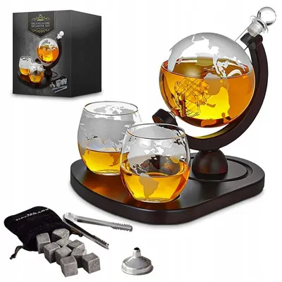 Zdjęcie produktu dla Zestaw do Whisky DELUXE: Karafka + Szklanki + Kamienie + Szczypce + Podstawka