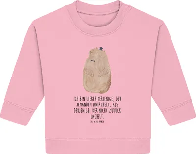Produktbild von Mr. & Mrs. Panda Organic Baby Pullover Murmeltier 24. - 36. Monat - Baumwolle Pink - Geschenk, Knigge, Bullover, Lustige Sprüche, Freundlichkeit, Respekt, Anstand