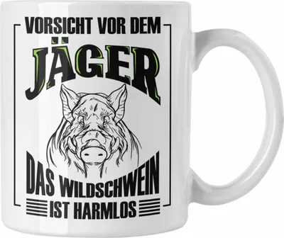 Produktbild von Trendation - Lustige Tasse Geschenk für Jäger Wildschwein Spruch Geschenkidee Jagd (Weiß)