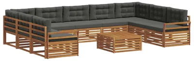 Produktbild von vidaXL Outdoor-Sofagarnitur mit Kissen 10 pcs Natur und Anthrazit