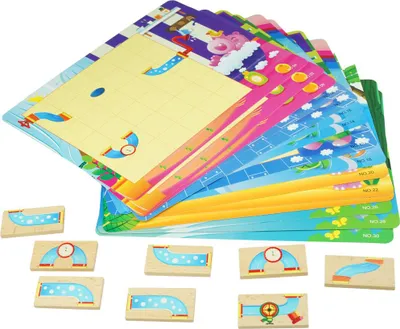 Produktbild von Holzspielzeug Nilpferd Logikspiel Domino Puzzle