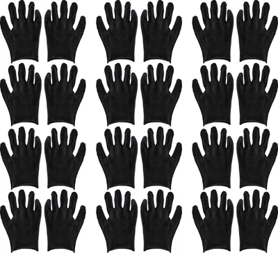 Immagine prodotto di 12 paia di guanti da lavoro in cotone, neri, rinforzati e traspiranti, per fabbrica, ciclismo, attività all'aperto