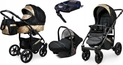 Produktbild von BabyLux® Miracle | 4in1 Kinderwagen Set | Black Deluxe | Kombikinderwagen | Kinderwagenset | Iso