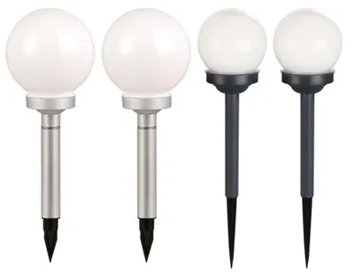 Produktbild von 4er Set LED Solar Steckleuchten, Kugel Design, weiß