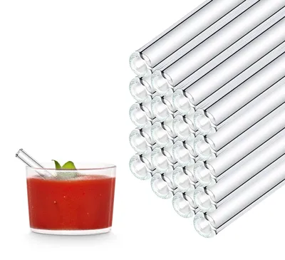 Obrázok produktu pre Opakovane použiteľné sklenené slamky, 50 kusov, 10 cm