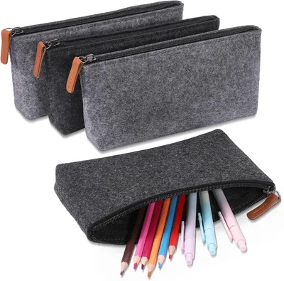 Produktbild von 4-teiliges Federmäppchen Set - Filz Federmäppchen - Federtasche - Schlampermäppchen - für Schule, Studium und Büro - waschbar - 20 x 9 cm