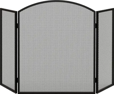 Obrázek produktu pro Ochrana proti jiskrám pro krb - Skládací třídílná ochrana krbu - Rozměry 96 x 62 cm - Černá barva