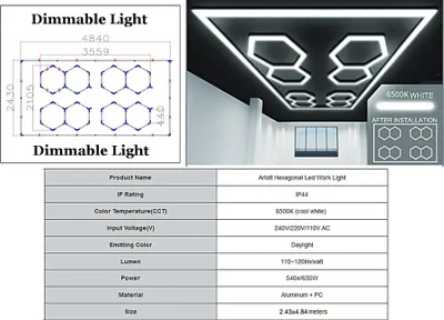 Produktbild von Sechseckiges Wabenlichter Wabendecken Lichtsystem 3.56 x 2.10 m Einstellbares Licht.