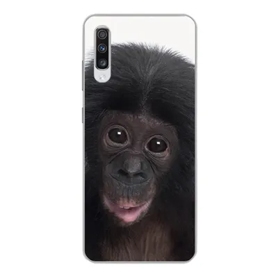 Produktbild von MuchoWow® Handyhülle Schutzhülle Hülle für Samsung Galaxy A70 Affe - Schimpanse - Porträt - Kinder - Jungen - Mädchen Silikon Softcase Handy Hülle - Schutzhaube