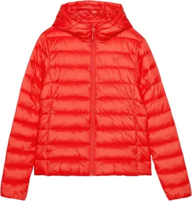 Produktbild von Warme Damen Winterjacke aus Synthetik mit Kapuze im klassischen Design, Rot