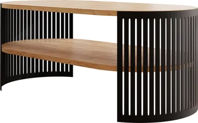 Produktbild von MIRJAN24 Couchtisch Fikoli Oval I, Wohnzimmer Kaffeetisch, Gestell aus Stahl (Farbe: Schwarz / Eiche Craft Gold)