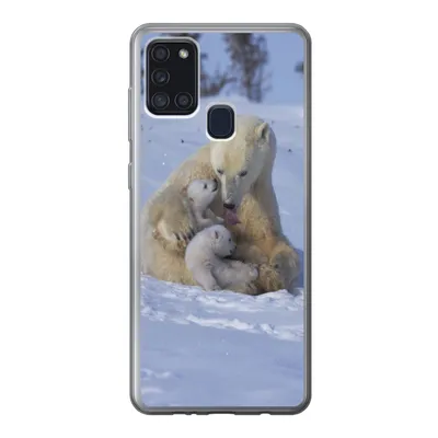 Produktbild von MuchoWow® Handyhülle Schutzhülle Hülle für Samsung Galaxy A21s Eisbären - Schnee - Weiß Silikon Softcase Handy Hülle - Hartschale