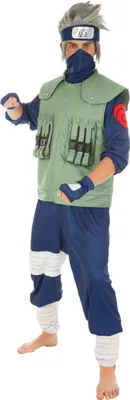 A person wearing a Naruto Kakashi costume.